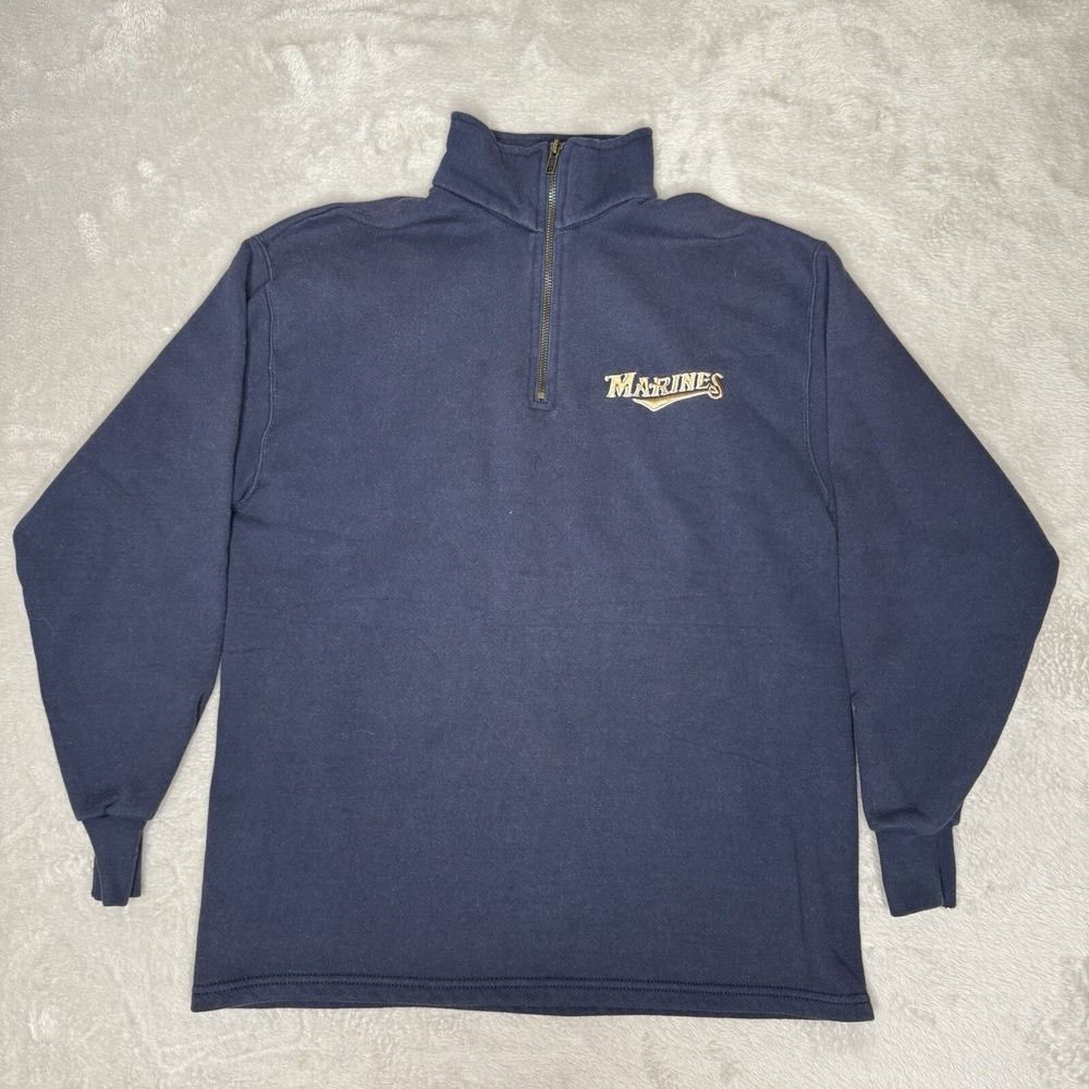 Vintage Lee Men's Marines Quarter Zip‎ Jacket Size Medium Preowned Navy